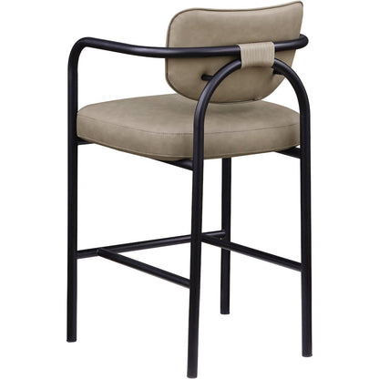 Serava Taupe Vegan Leather Upholstered Bar Stool