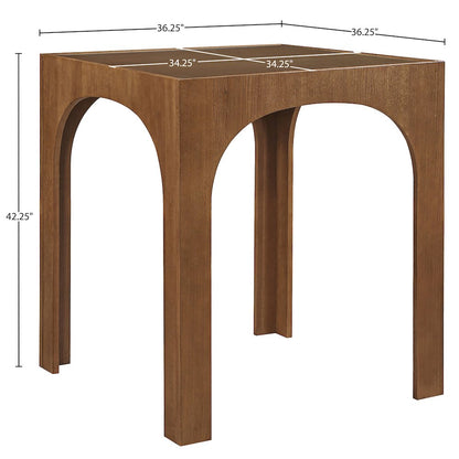 Waldorf Brown Tempered Glass Top Bar Height Table
