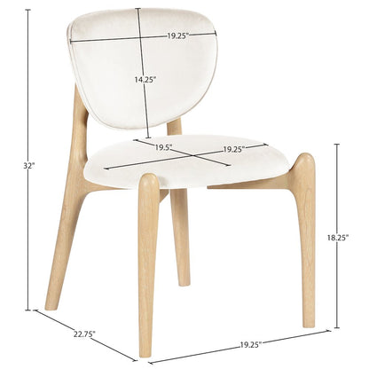 Velora Cream Velvet Performance Fabric Upholstered Dining Chair, Set of 2