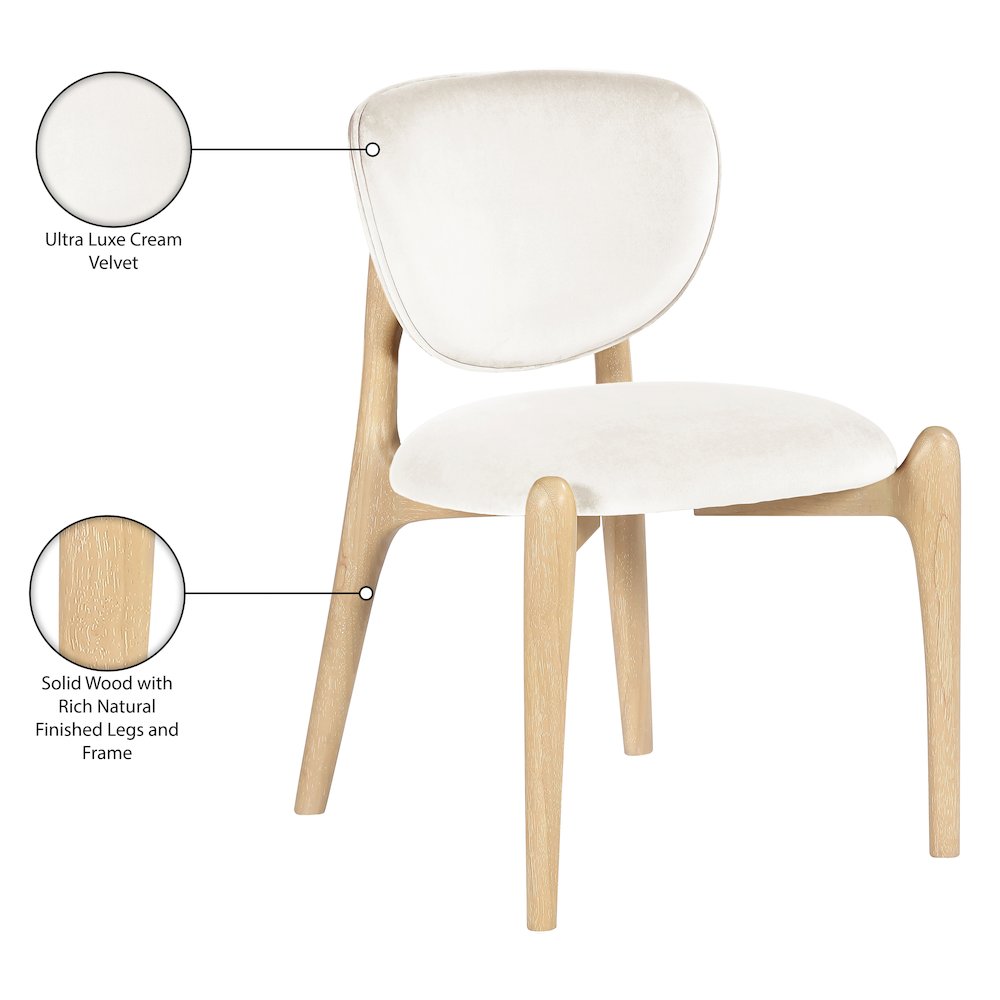 Velora Cream Velvet Performance Fabric Upholstered Dining Chair, Set of 2