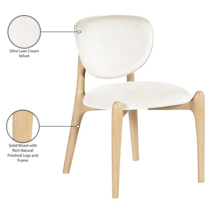 Velora Cream Velvet Performance Fabric Upholstered Dining Chair, Set of 2