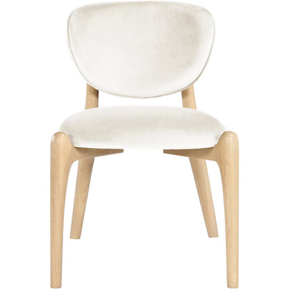 Velora Cream Velvet Performance Fabric Upholstered Dining Chair, Set of 2