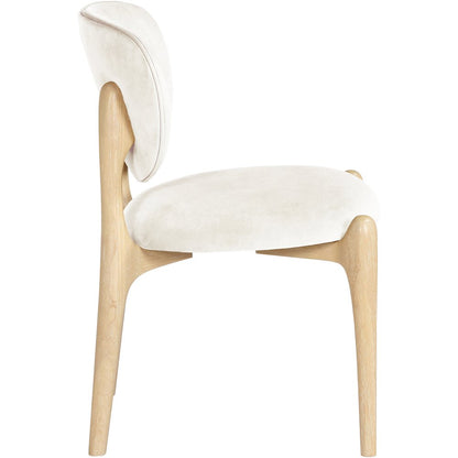 Velora Cream Velvet Performance Fabric Upholstered Dining Chair, Set of 2
