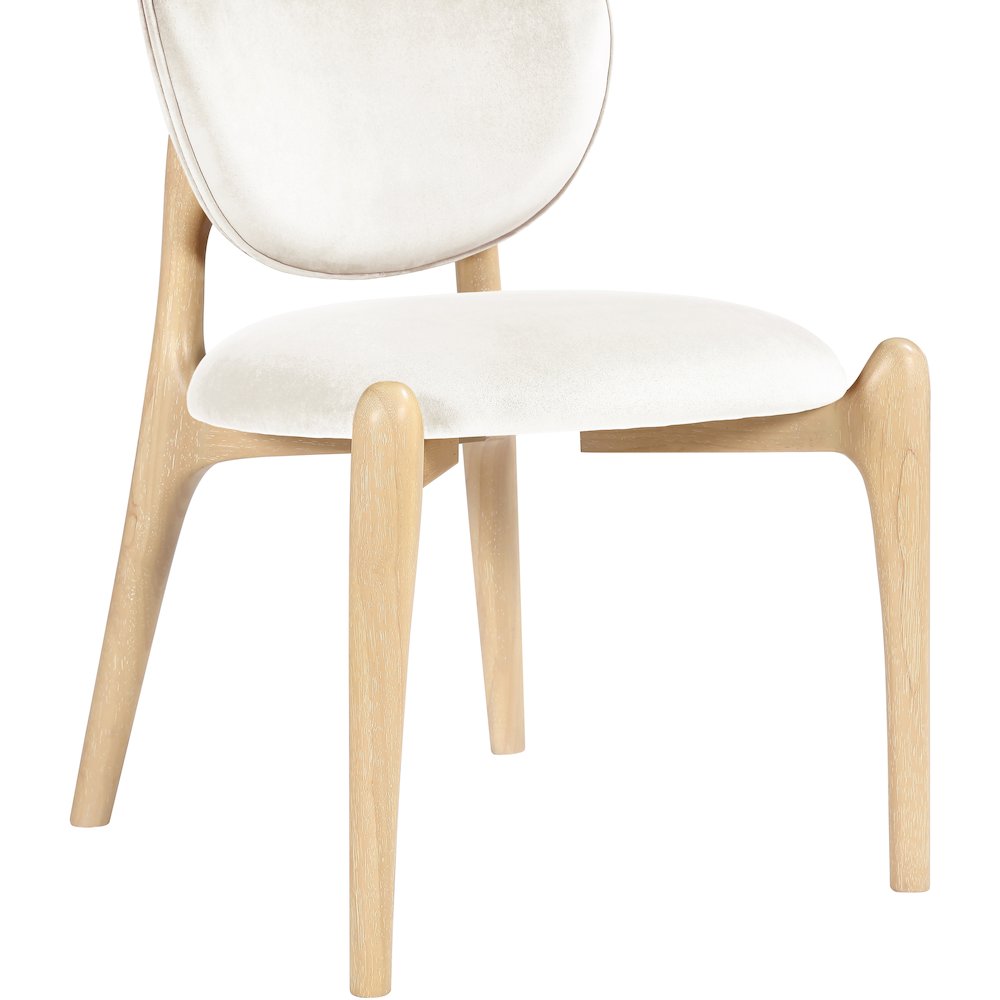 Velora Cream Velvet Performance Fabric Upholstered Dining Chair, Set of 2
