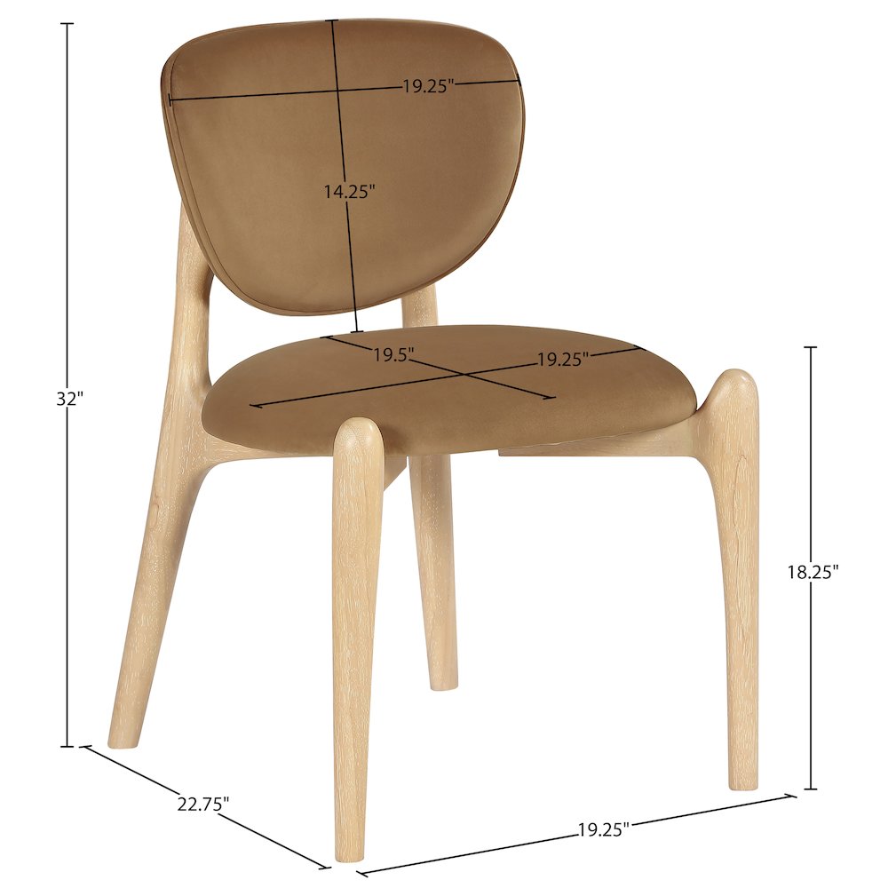 Velora Saddle Velvet Performance Fabric Upholstered Dining Chair, Set of 2