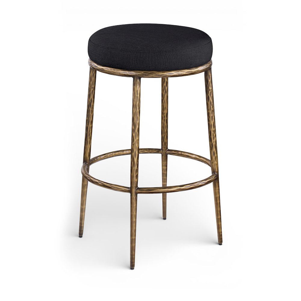 Ferro Black Performance Fabric Upholstered Bar Stool