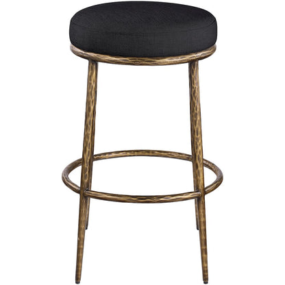 Ferro Black Performance Fabric Upholstered Bar Stool