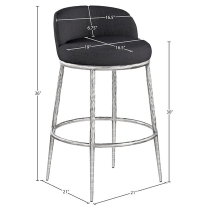 Ferro Black Performance Fabric Upholstered Bar Stool