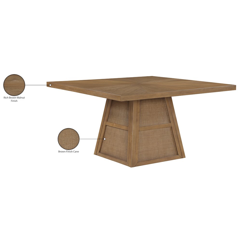 Fenwick 54.25" Brown Cane, Oak Veneer And Solid Wood Dining Table