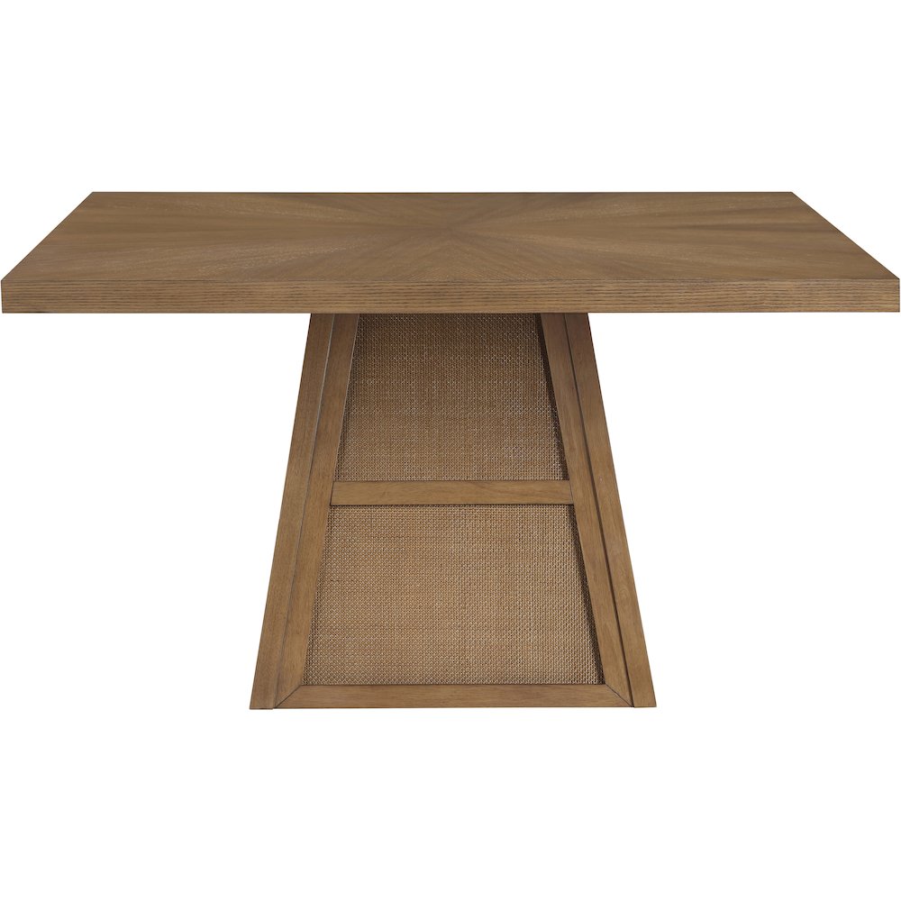 Fenwick 54.25" Brown Cane, Oak Veneer And Solid Wood Dining Table