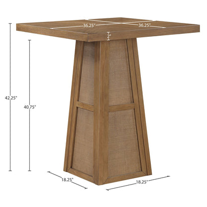 Fenwick Brown Cane, Oak Veneer And Solid Wood Bar Height Table