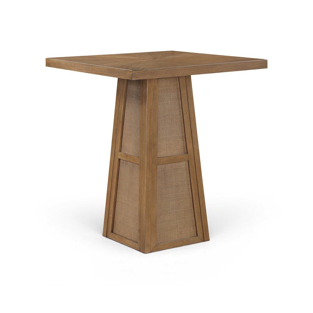 Fenwick Brown Cane, Oak Veneer And Solid Wood Bar Height Table