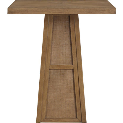 Fenwick Brown Cane, Oak Veneer And Solid Wood Bar Height Table