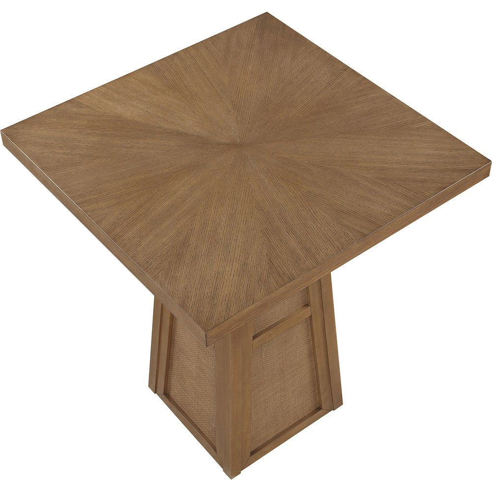 Fenwick Brown Cane, Oak Veneer And Solid Wood Bar Height Table