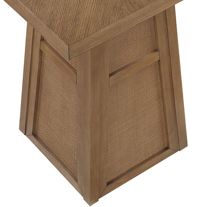 Fenwick Brown Cane, Oak Veneer And Solid Wood Bar Height Table