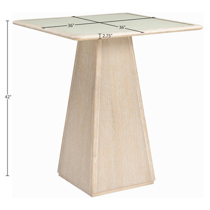 Atrium Natural Glass And Cane Top With Solid Wood Base Bar Height Table