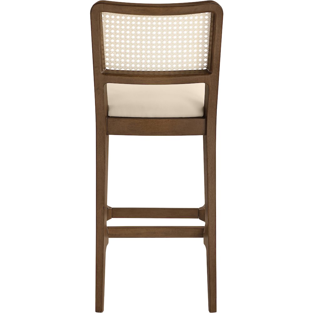 Atrium Beige Cane Back And Vegan Leather Upholstered Bar Stool, Set of 2