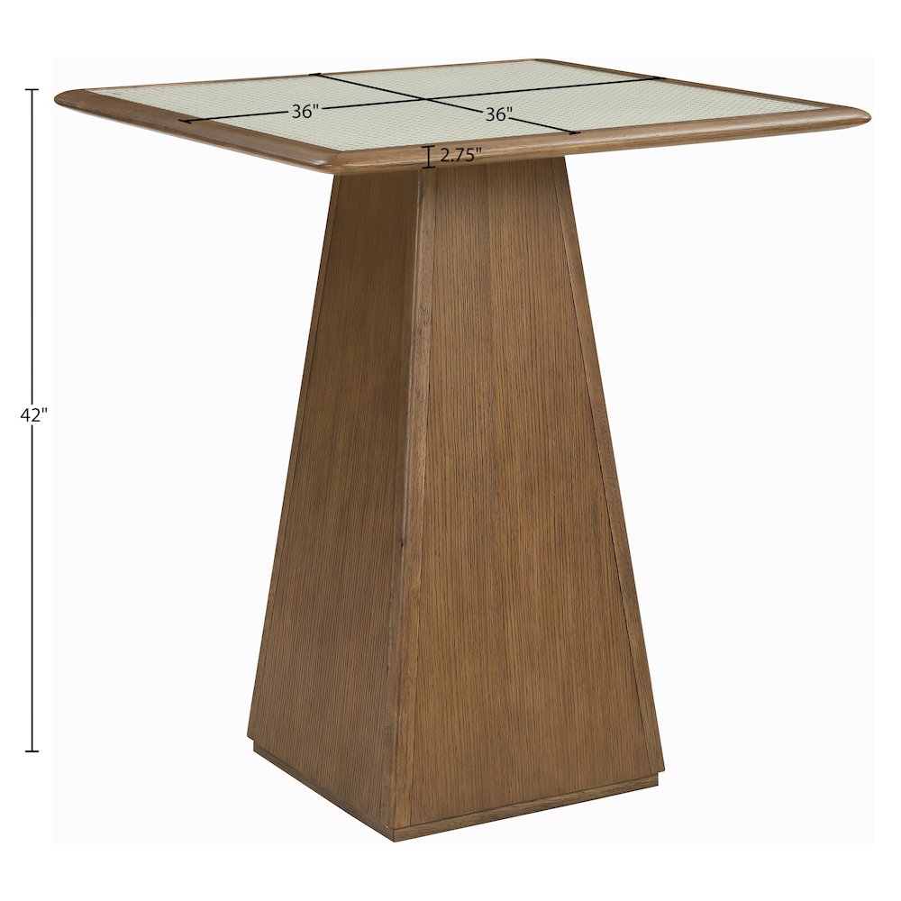 Atrium Brown Walnut Glass And Cane Top With Solid Wood Base Bar Height Table
