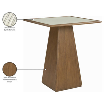 Atrium Brown Walnut Glass And Cane Top With Solid Wood Base Bar Height Table