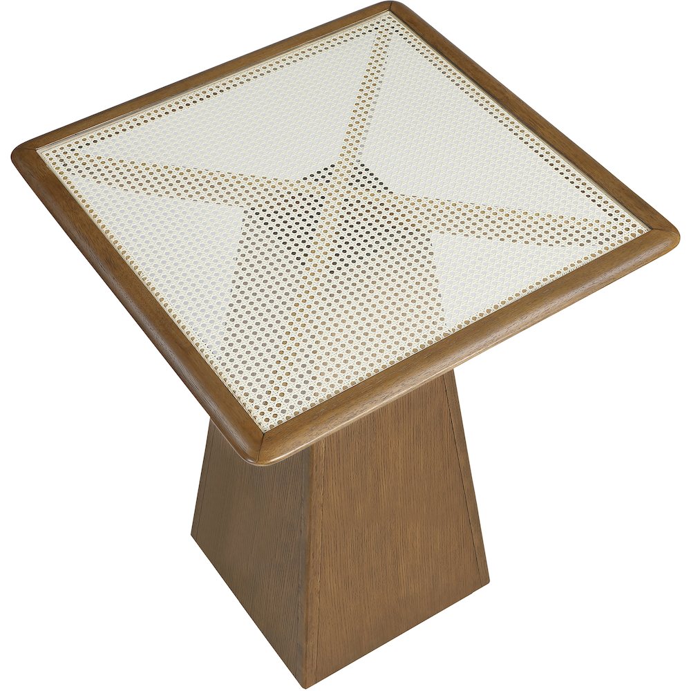 Atrium Brown Walnut Glass And Cane Top With Solid Wood Base Bar Height Table