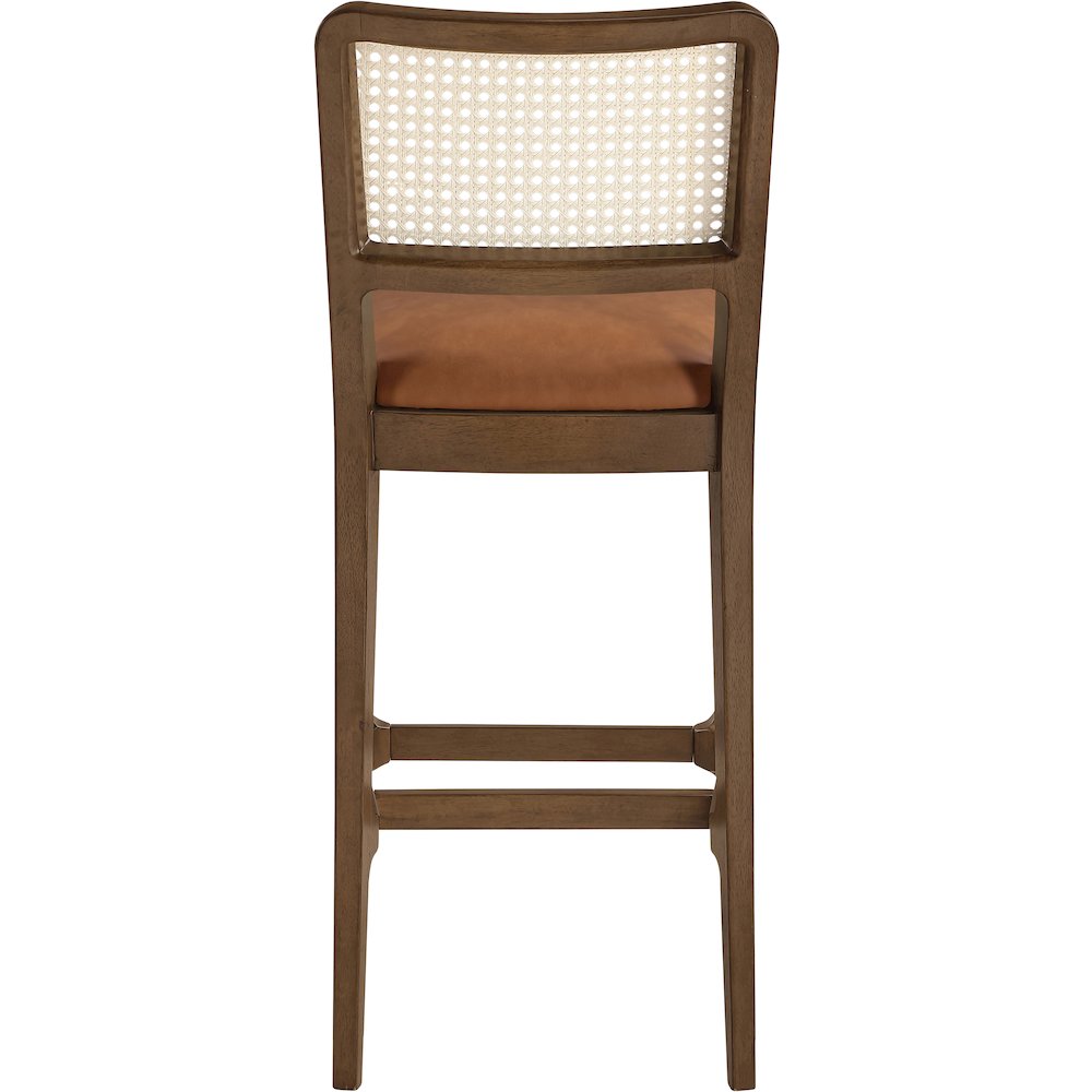 Atrium Cognac Cane Back And Vegan Leather Upholstered Bar Stool, Set of 2