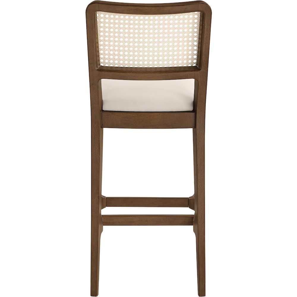 Atrium Cream Cane Back And Vegan Leather Upholstered Bar Stool, Set of 2
