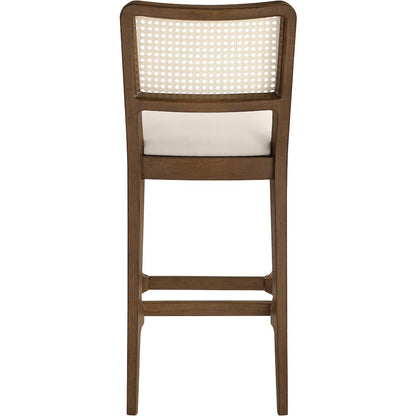 Atrium Cream Cane Back And Vegan Leather Upholstered Bar Stool, Set of 2