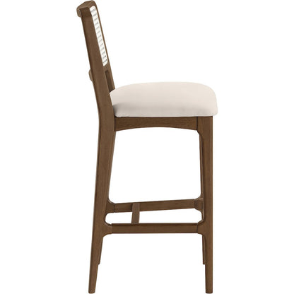 Atrium Cream Cane Back And Vegan Leather Upholstered Bar Stool, Set of 2