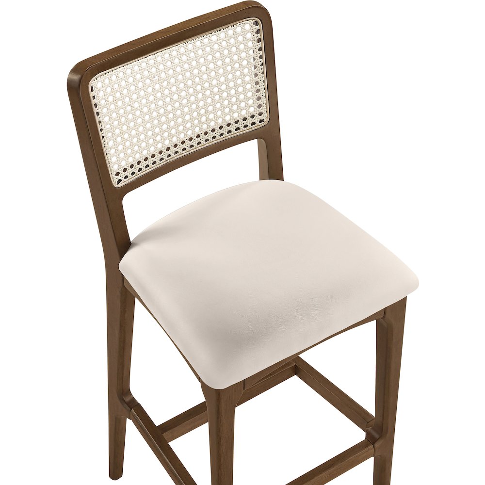 Atrium Cream Cane Back And Vegan Leather Upholstered Bar Stool, Set of 2
