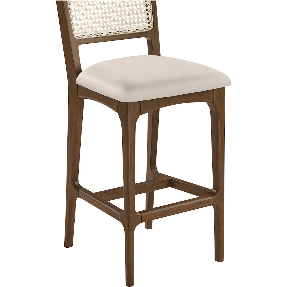 Atrium Cream Cane Back And Vegan Leather Upholstered Bar Stool, Set of 2