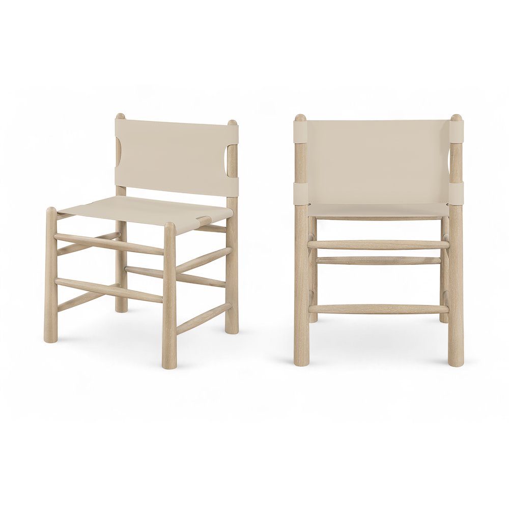 Santos Beige Vegan Leather Upholstered Dining Chair, Set of 2