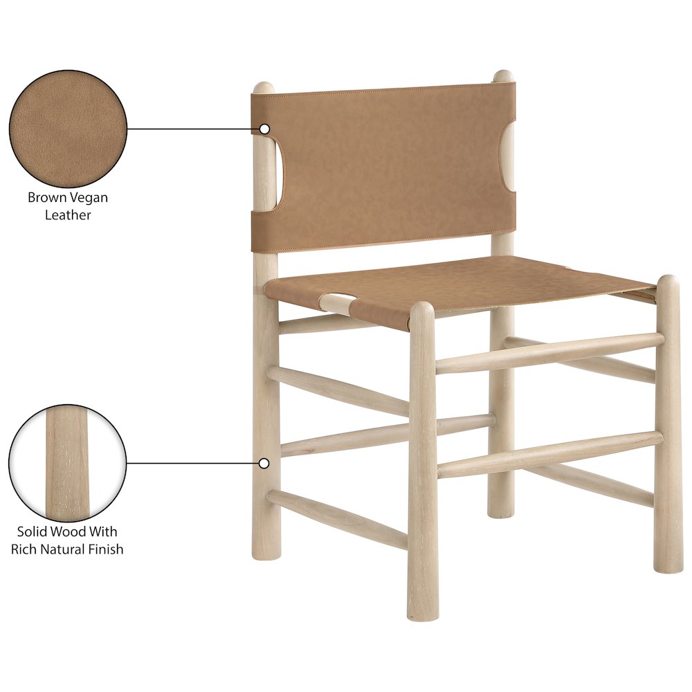Santos Brown Vegan Leather Upholstered Dining Chair, Set of 2