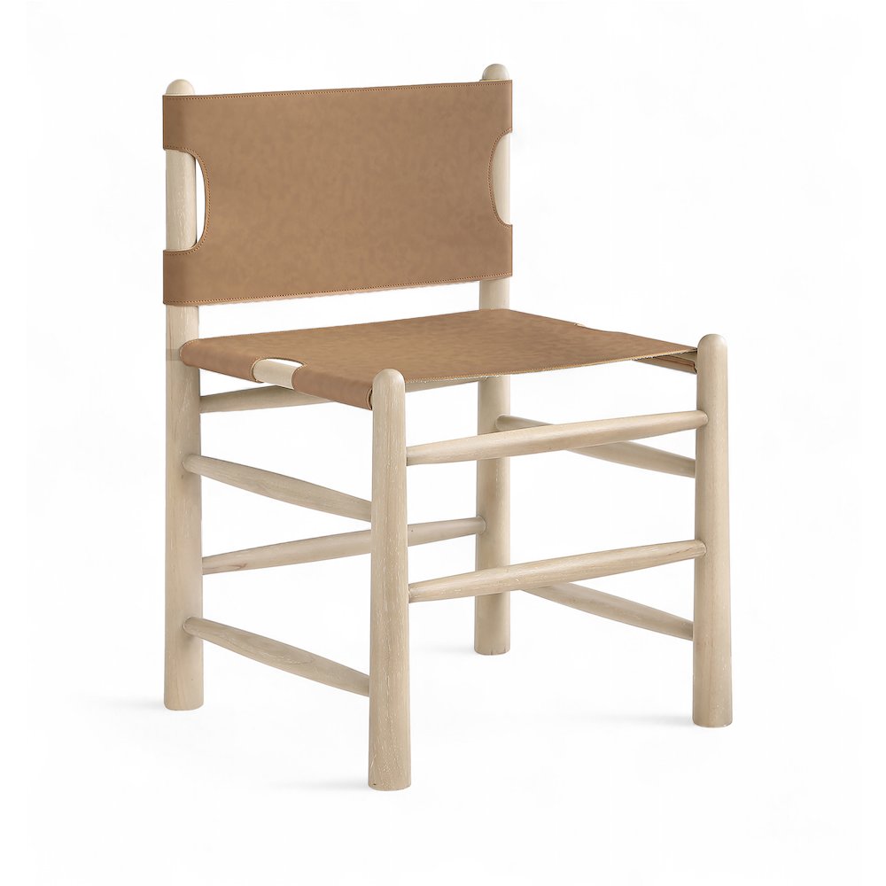 Santos Brown Vegan Leather Upholstered Dining Chair, Set of 2
