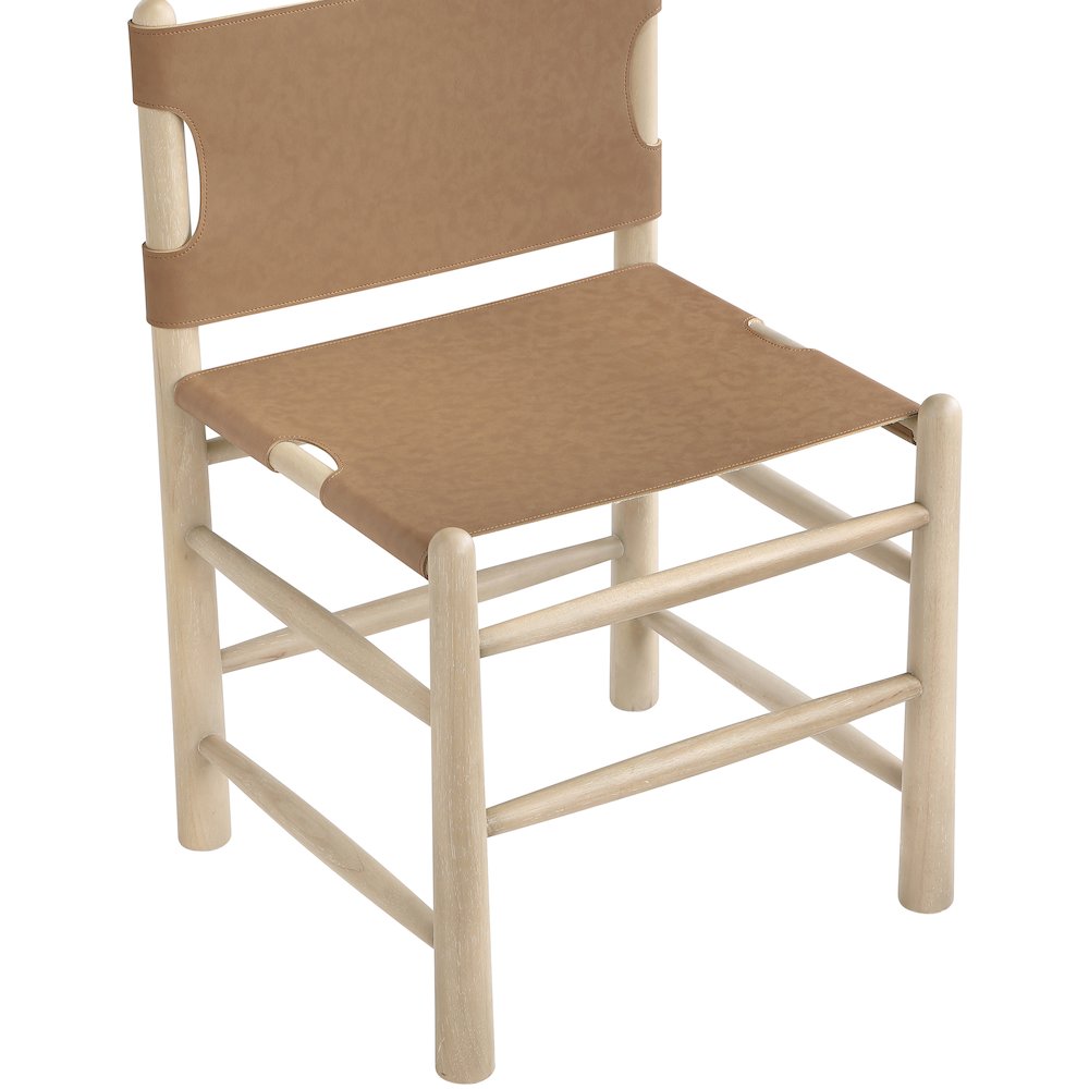 Santos Brown Vegan Leather Upholstered Dining Chair, Set of 2