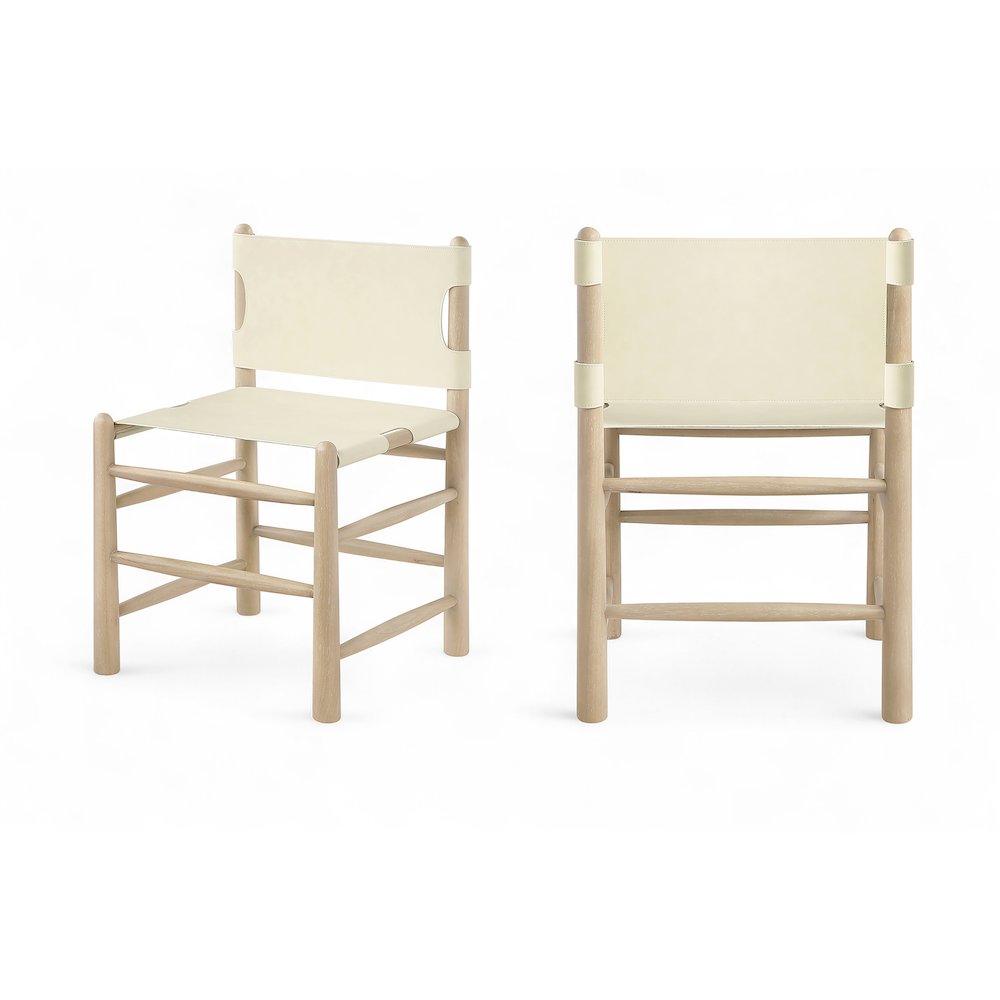 Santos Cream Vegan Leather Upholstered Dining Chair, Set of 2