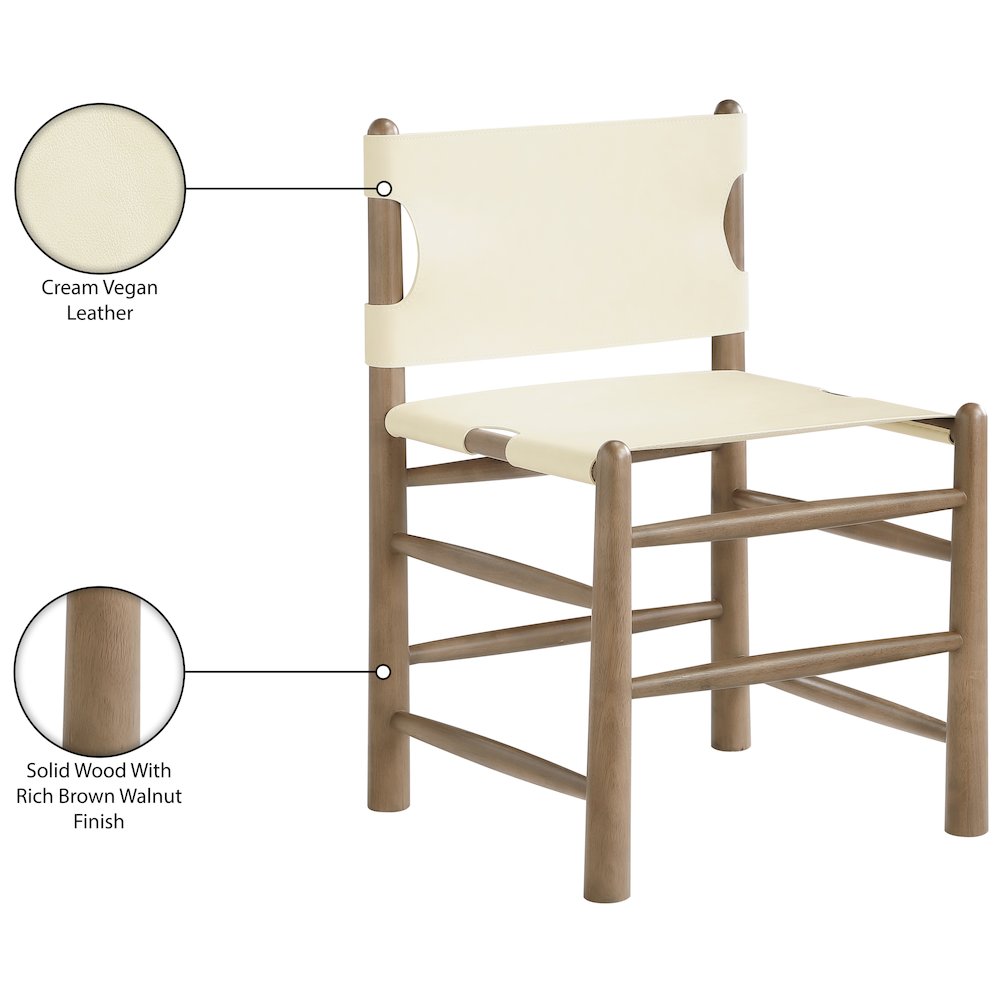 Santos Cream Vegan Leather Upholstered Dining Chair, Set of 2