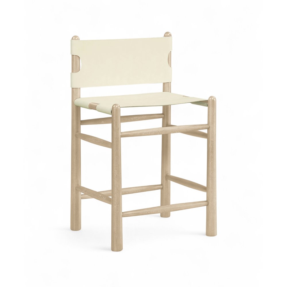Santos Cream Vegan Leather Upholstered Counter Stool