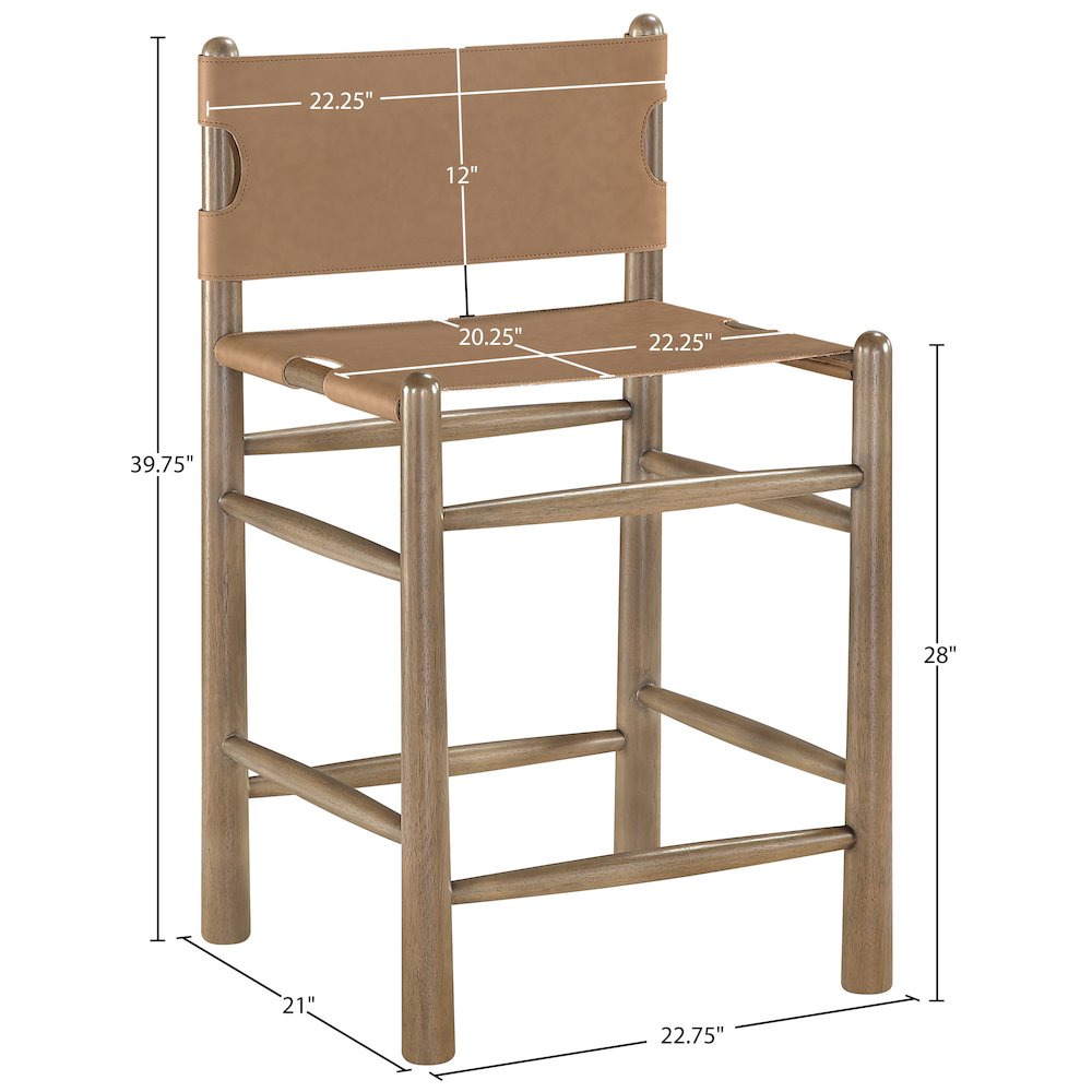 Santos Brown Vegan Leather Upholstered Counter Stool