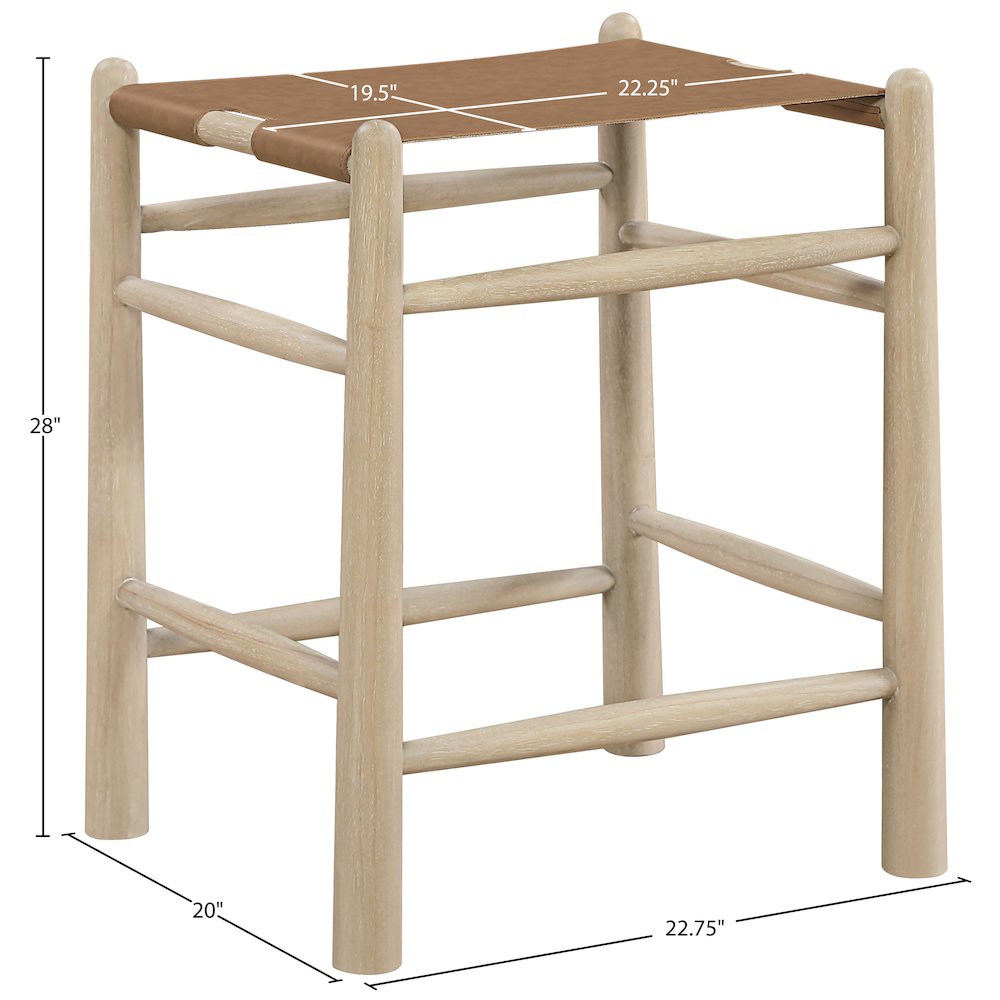 Santos Brown Vegan Leather Upholstered Counter Stool