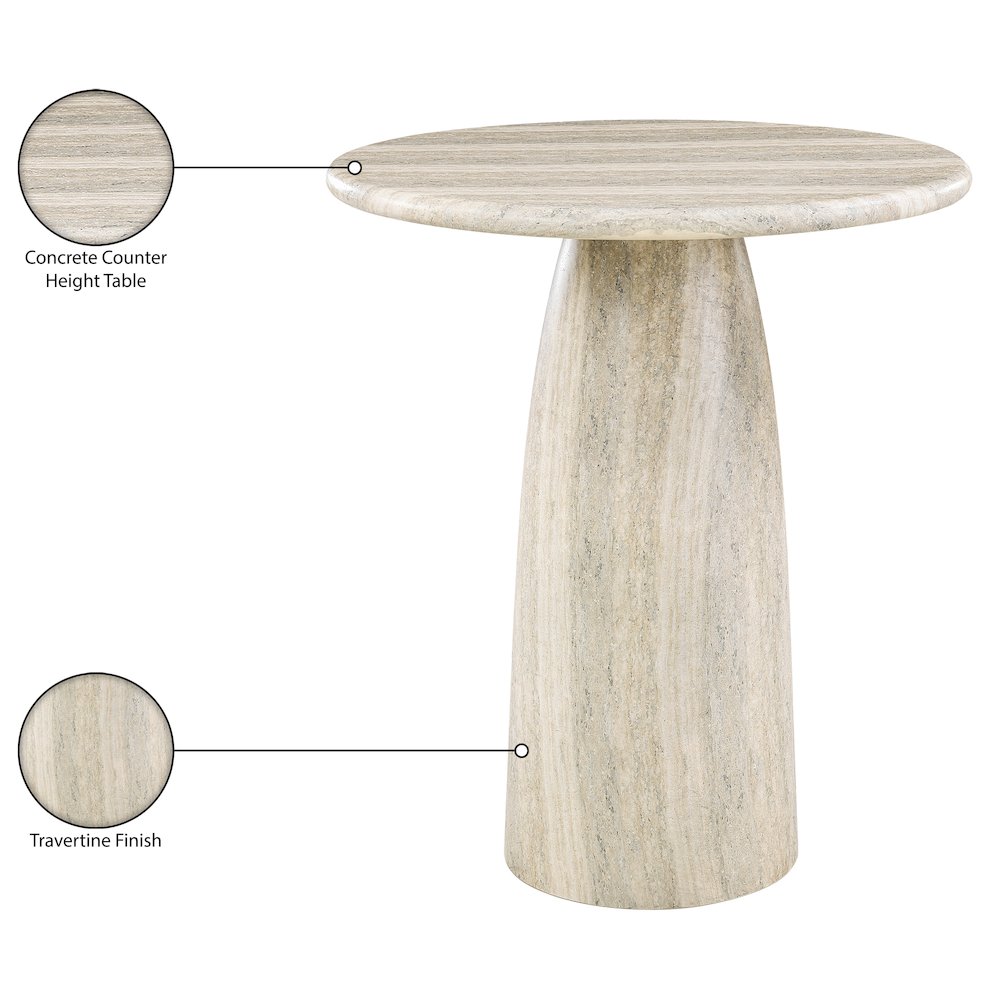 Cosenza Travertine Concrete Indoor/Outdoor Counter Height Table