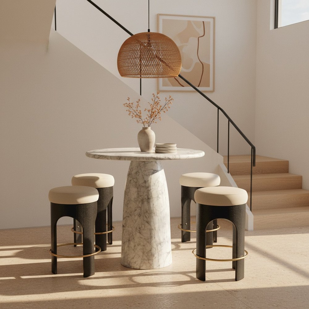 Cosenza White Concrete Indoor/Outdoor Bar Table