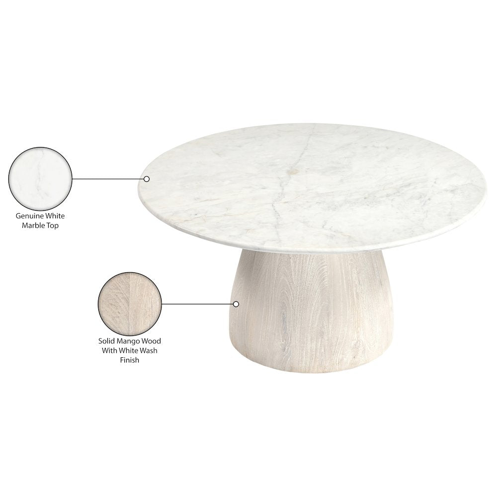 Liona White Marble And Mango Wood Coffee Table