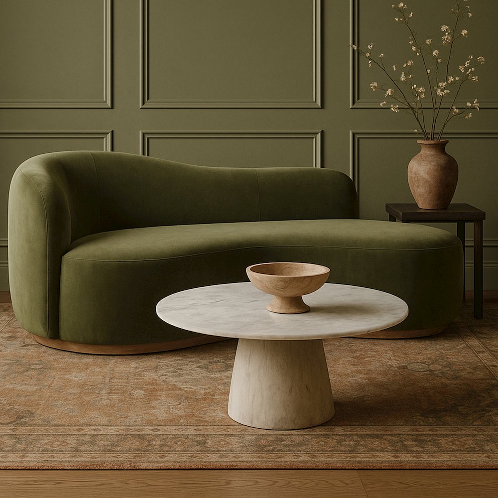 Liona White Marble And Mango Wood Coffee Table