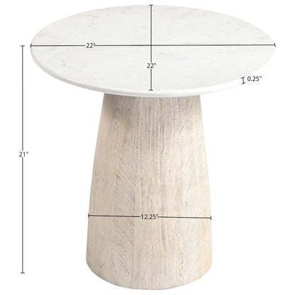 Liona White Marble And Mango Wood End Table