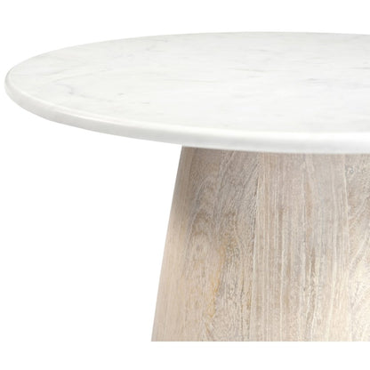 Liona White Marble And Mango Wood End Table