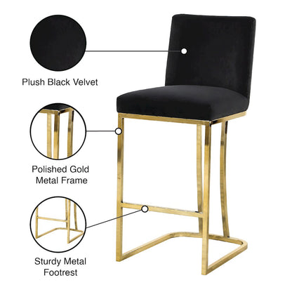 Heidi Black Velvet Stool