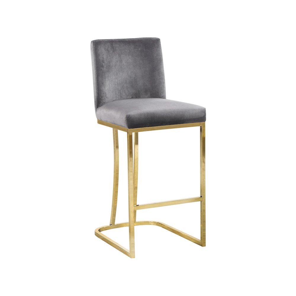 Heidi Grey Velvet Stool
