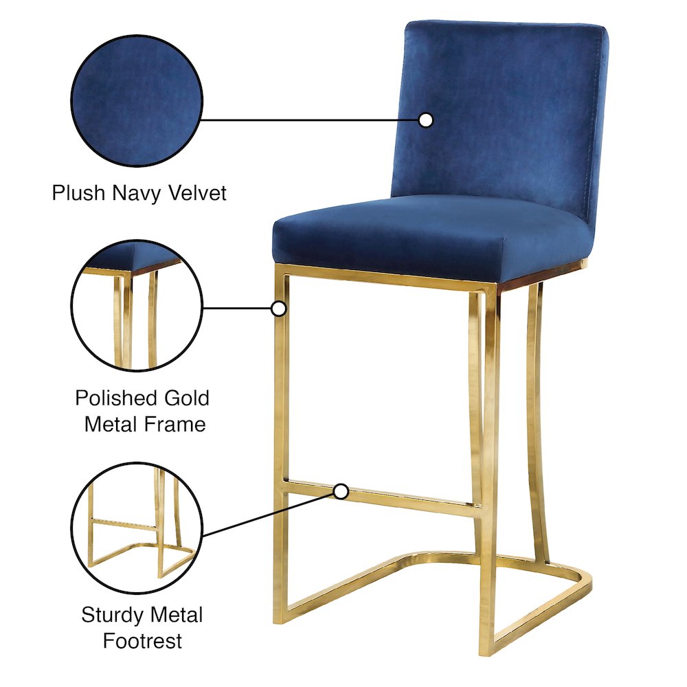 Heidi Navy Velvet Stool