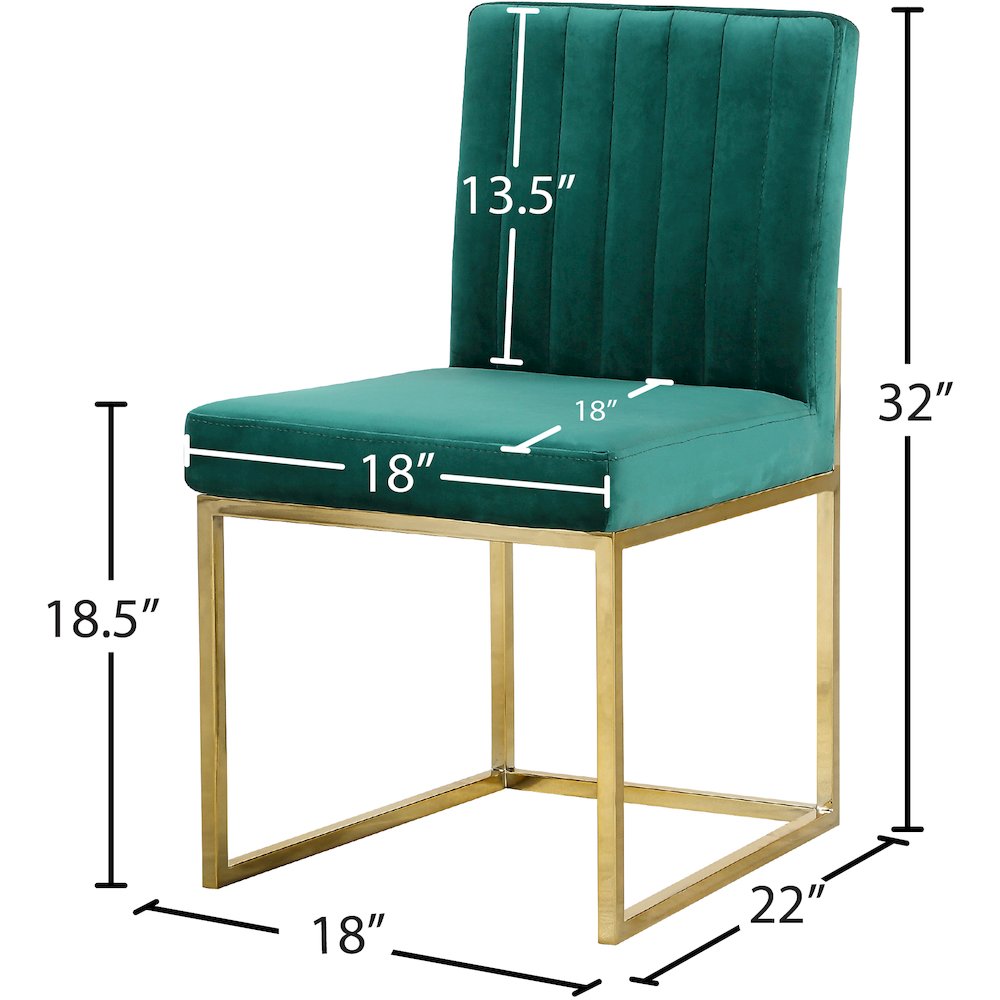 Giselle Green Velvet Dining Chair, Set of 2