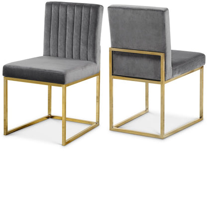 Giselle Grey Velvet Dining Chair, Set of 2